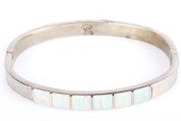 STERLING SILVER TAXCO BRACELET WITH OPAL INLAY