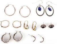 STERLING SILVER EARRINGS- 7 PAIRS MIXED LOT