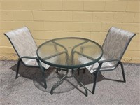 Outdoor Glass Top Patio Table & Two Chairs