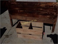 Vintage Wood Headboard and Crate
