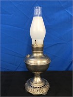 Vintage Large Metal Oil Lamp with glass shade