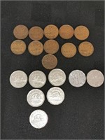 1940s Canadian Nickels and Pennies lot