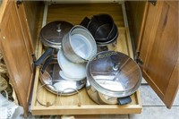 Cabinet of stainless steel cookware