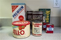 Assortment of advertising tins and boxes