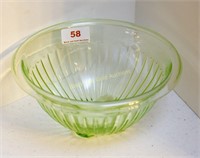 Green depression glass 8 inch mixing bowl