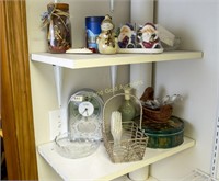 Two small shelves of assorted items