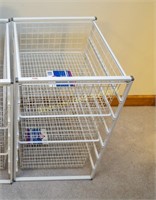 Metal storage rack with slide out baskets