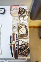 Group of costume jewelry and watches