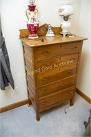 Five drawer antique oak highboy