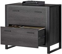33in. W Lateral 2-Drawer File Cabinet, Charcoal