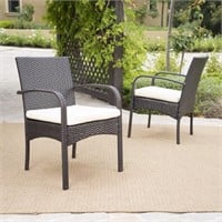 Lot of 2 Wicker Patio Dining Chairs
