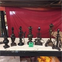 Lot of 7 Black / Bronze Table lamps