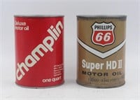 Champlin Deluxe & Phillips 66 HD Motor Oil Cans
