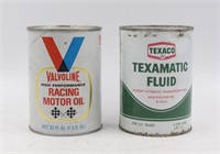 Valvoline Motor Oil & Texaco Trans Fluid Cans
