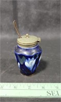 Early Blue Decorated Mustard Jar