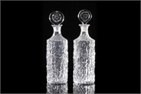 PAIR OF WHITEFRIARS TALL GLASS DECANTERS