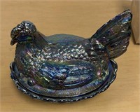 7"x6” Gorgeous Fantastic Carnival Glass Chicken