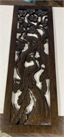 Rare 35"x12” Artistic Teak Wood. No Shipping