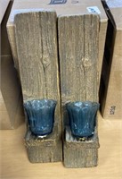 15" Candle Holders. Rustic Look. Ships