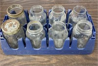 8 Old Jars in Pepsi Crate. No Shipping