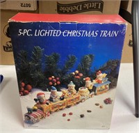 5-PC Lighted Christmas Train In Box