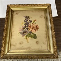 26"x22 Vintage Picture Of Flowers with Signature