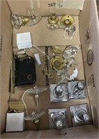 Box lot of Glass knobs and other Items. Ships