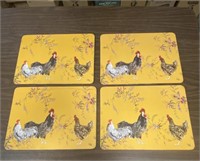 4 Williams Sonoma Rooster Place Mats. Ships