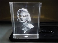 Marilyn Monroe 3D Laser Etched Glass Paperweight