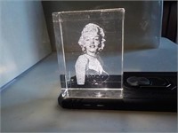 Marilyn Monroe 3D Laser Etched Glass Paperweight