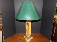 Vtg Wood Bobbin Table Lamp