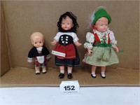 3 Vintage Dolls Movable Arms & Legs