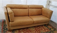 Leather and wicker couch 89"