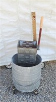 Galvanized mop bucket -flower pot?