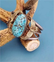 Turquoise & Gold Eagles Bracelet