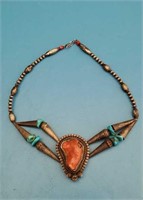 Old pawn coral and turquoise choker.Mens?