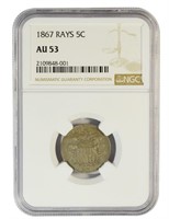 1867 With Rays Shield Nickel
