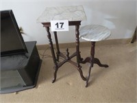 TWO MARBLE TOP STANDS