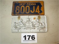 1937 PENNSYLVANIA LICENSE PLATE & OTHER