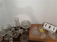 Contents - Top bookcase / 9 cut glass dishes etc