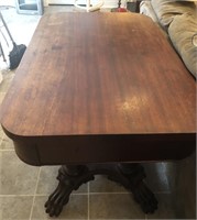 Antique Empire Library Table with Carved Paw Feet