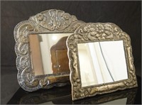 2 Spanish  Embossed Silver Mirrors -
