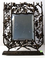 Fancy Cast Bronze beveled table mirror