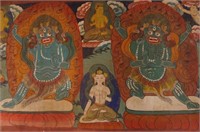 19th c. Painted Tibetan Temple runner scroll