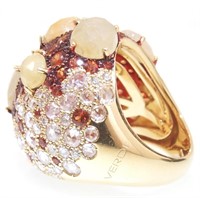 Signed Verdi Orange Sapphire Diamond  Ring