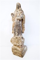 19th century Wood Carved Madonna Statue