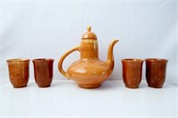 Vintage Gladding McBean pitcher & 4 mugs