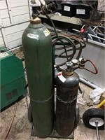 Victor torch, oxygen and acetylene bottles