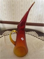 Crackle Glass Pitcher 14 Inch