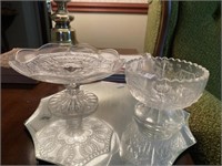Pressed Glass Pedestal Dishes